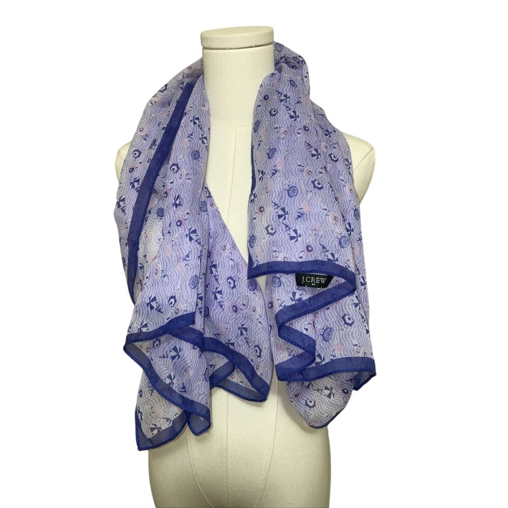 J CREW Light Scarf 40”x40” Purple Beach Umbrellas